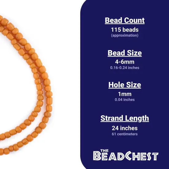 The Bead Chest Indonesian Glass Beads, Small Java Bali 4mm Spacers Jewelry Making Supplies for Necklaces, Bracelets, DIY Crafts (Orange) {4}