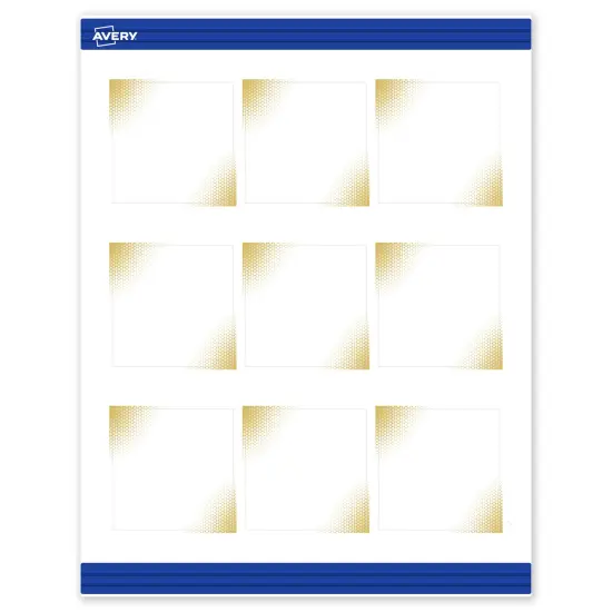 Avery Printable Square Business Cards with Sure Feed Technology, Pre-Printed Gold Blush Pattern, Matte White, 2.5" x 2.5", Laser & Inkjet Compatible, 90 Total {1}