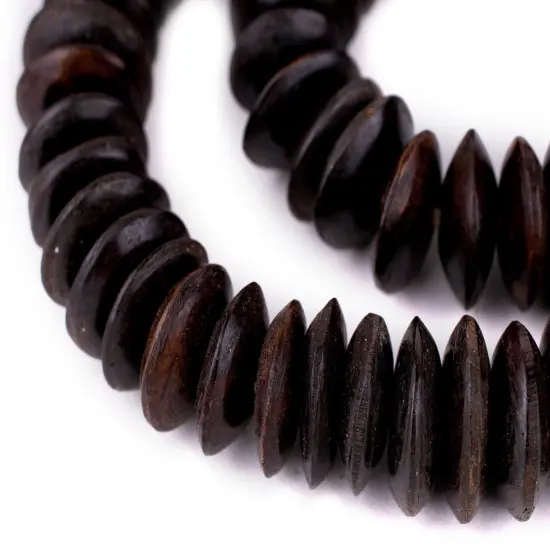 The Bead Chest Dark Brown Bone Beads - Full Strand of Fair Trade African Beads (Saucer, Dark Brown) {1}