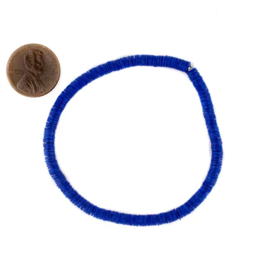 The Bead Chest Boho Stretch Bracelet, Cobalt Blue - Stackable African Vinyl Heishi, Unisex for Men & Women {2}