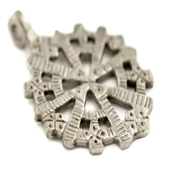 The Bead Chest Silver Radiating Coptic Cross Pendant (38x52mm) {3}
