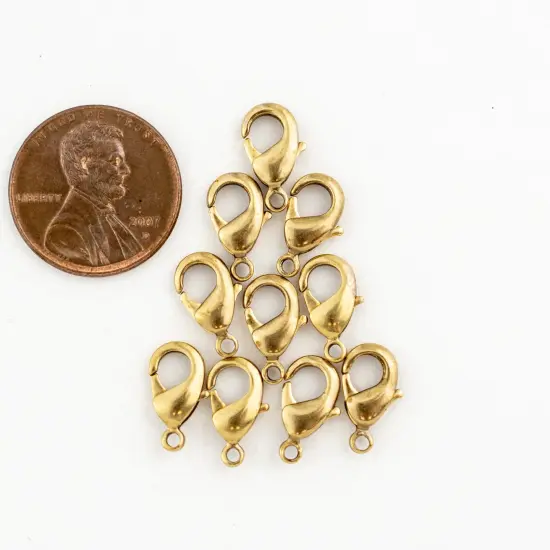 The Bead Chest Brass Lobster Clasps (12mm, Set of 10) {2}