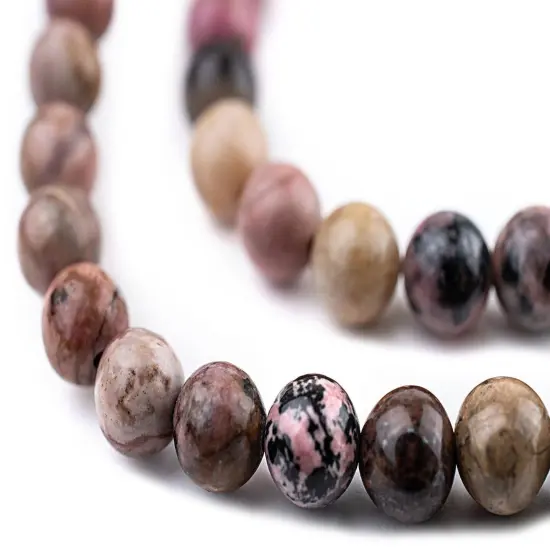 The Bead Chest Round Rhodonite Beads (8mm): Organic Gemstone Round Spherical Energy Stone Healing Power Crystal for Jewelry Bracelet Mala Necklace Making {1}
