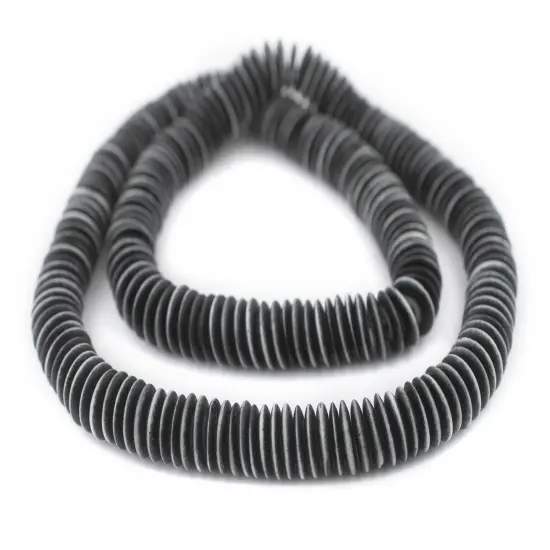 The Bead Chest Black Himalayan Bone Saucer Beads (12mm) {3}