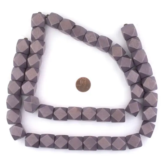 The Bead Chest Grey Cornerless Cube Wood Beads: 17mm Diamond Cut Natural Organic Beads for Jewelry Making {2}