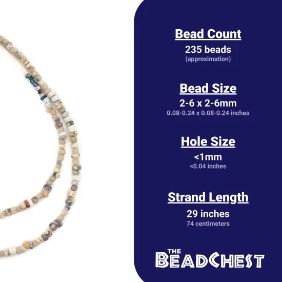 The Bead Chest Mottled White Ancient Djenne Nila Glass Beads 4mm Mali African Seed 26 Inch Strand Handmade {5}
