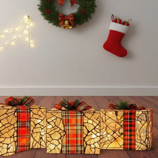 3 Pieces Rattan Gift Box Set Handmade Wedding Favor Organizers {4}