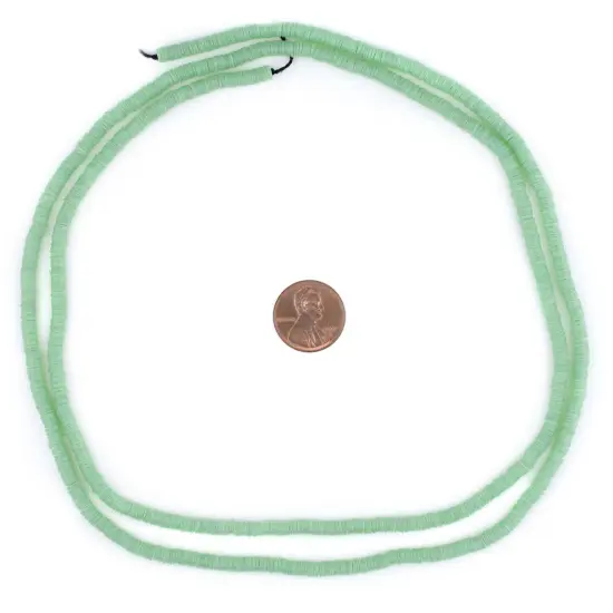 The Bead Chest African Vinyl Beads, Ghana Vulcanite Crafts Supplies for DIY Jewelry Making, Necklaces, Bracelets (4mm, Pistachio Green) {2}