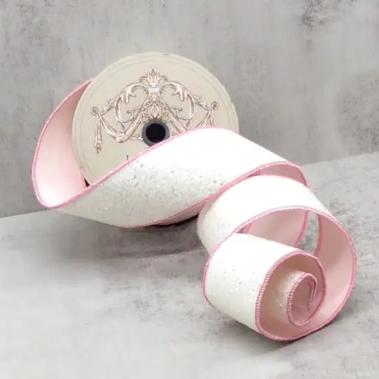 2.5" Sugar Plum Glitter Ribbon: Whispy White (10 Yards) {3}