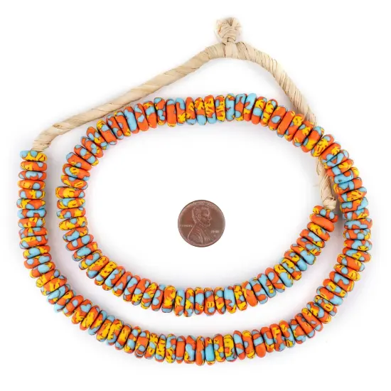 The Bead Chest Lava Fire Fused Rondelle Recycled Glass Beads (11mm) {2}