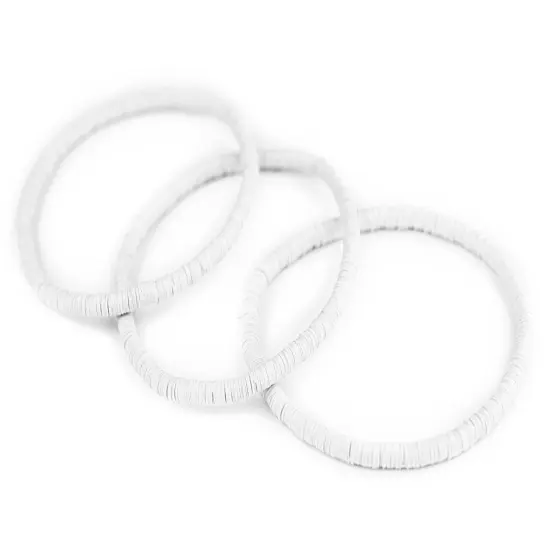 The Bead Chest Boho Stretch Bracelet, White - Stackable African Vinyl Heishi, Unisex for Men & Women {3}