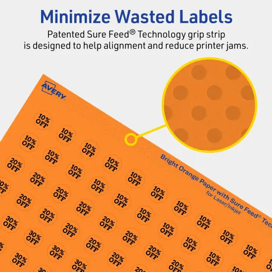 Avery Bright Orange Paper Labels, 0.5" Diameter Round {4}