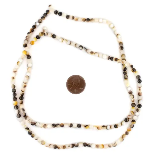 The Bead Chest Round Black & White Shell Beads (4mm) {2}
