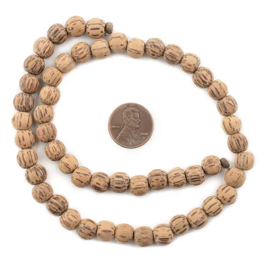 The Bead Chest Unwaxed Round Natural Palm Wood Beads 8mm Brown Large Hole 15&rdquo; {2}