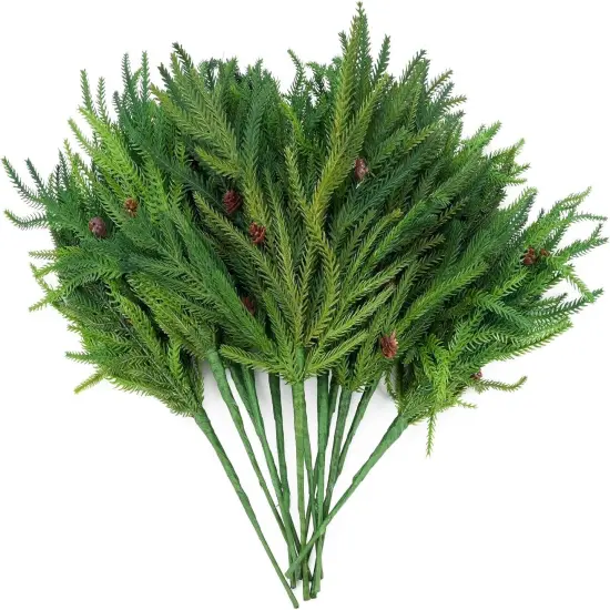 12 Pcs Christmas Garland Norfolk Pine Branches With Lights {3}