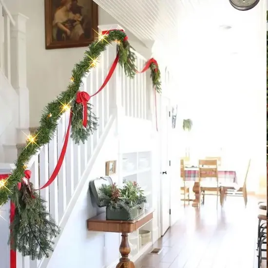 14.8 FT Artificial Christmas Garland, 50 Pre-Lit LED Mini String Lights Battery Operated {2}