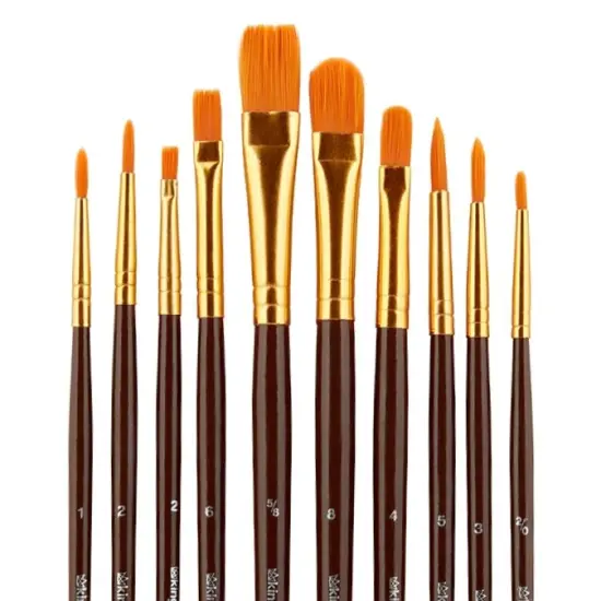 KINGART&reg; Gold Nylon Brush Set 10 pc {2}