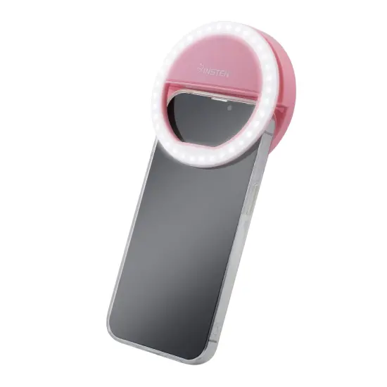 Insten 3" Mini LED Selfie Ring Light with Clip for Laptop Tablet Cell Phone Video, Dimmable, 36 Beads, Battery Powered, Pink {2}