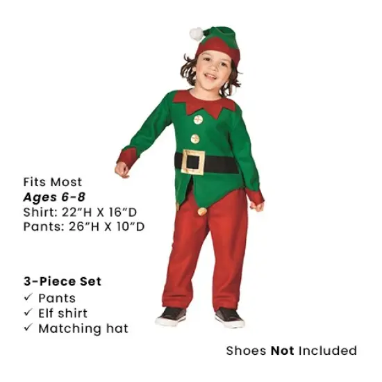 Northlight Elf Boy's Costume With a Christmas Santa Hat - 6-8 Years Green {6}