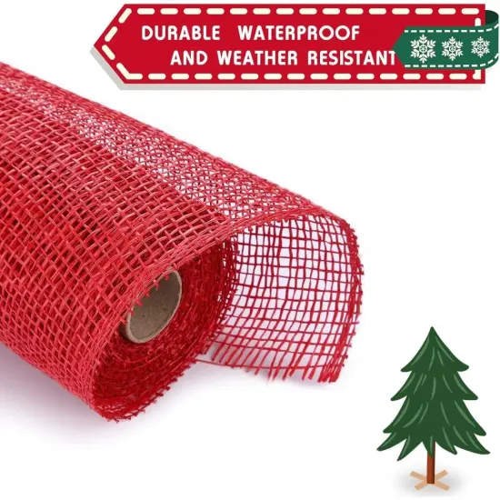 10" Poly Burlap Mesh Ribbon: Red {3}
