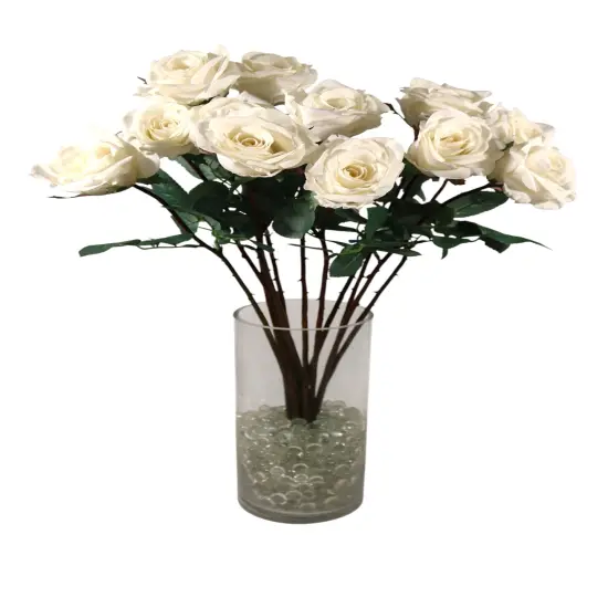 12PC 27&rdquo; Real Touch Candle White Rose &ndash; 4&rdquo; Diameter Artificial Flower {4}