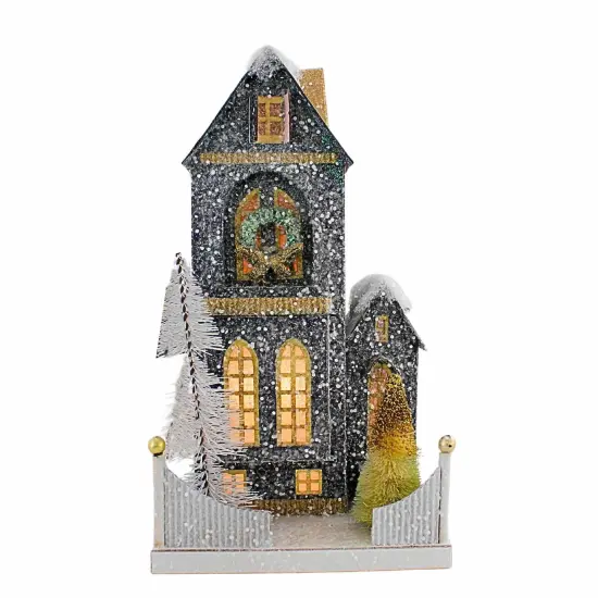 Cody Foster 15.0 Inch Festive Bay & Gable Christmas Putz House , Christmas Decor Christmas Festive Wreath Multicolored {1}