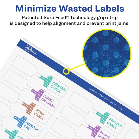 Avery Matte White Removable Barbell Labels with Sure Feed Technology, .5" x 2.5" {4}