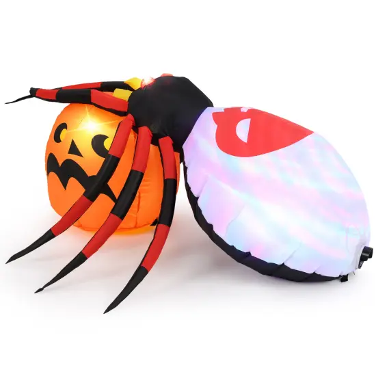 4.9 x 4.6 Feet Inflatable Spider with Pumpkin and Rotating Light {4}
