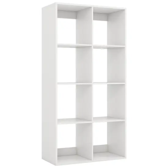White 8-Cube Bookshelf Engineered Wood Open Back Storage Organizer {1}
