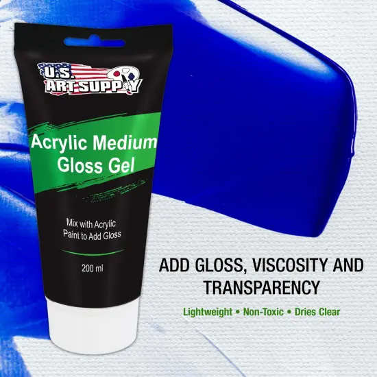 Clear Acrylic Medium Gloss Gel, 200ml - (6.7 Ounce) Tube - Increase Gloss, Viscosity & Transparency in Acrylic Paints {2}