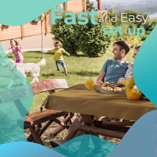 Exquisite Plastic Table Cover Roll &ndash; 40" x 100' Disposable Tablecloth Roll &ndash; Premium Thick 0.5 MIL Plastic Banquet Roll &ndash; Party Table Cover Roll for Events & Catering Gold {5}