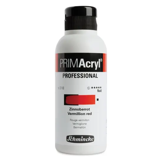 Schmincke Primacryl Professional Fluid Acrylic - Vermilion Red, 250 ml bottle {1}