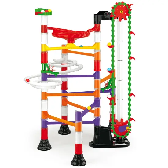 Quercetti: Migoga Run - Elevator - 150pc Marble Ball Run, Track Building Toy, Hand Crank-Funnels-Spirals, Colorful STEM Construction Playset, Kids 5+ {6}