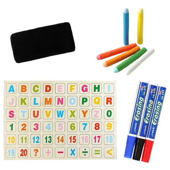 Easy Playhouse Wooden Table Top Easel for Children. Double Sided, White Board and Chalk Board. 6pc Chalk, 1 Board Eraser, 3pc White Boad Markers, Wooden Alphabet and Number Stickers. Includes Paper Roll. Age 3+ {5}