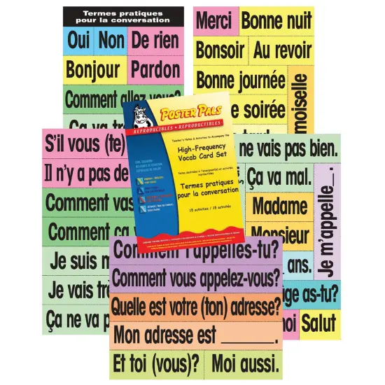 Poster Pals French Educational & Language Teaching High Frequency Vocabulary Card phrase Posters, colorful laminated cards classroom reference and instruction {3}
