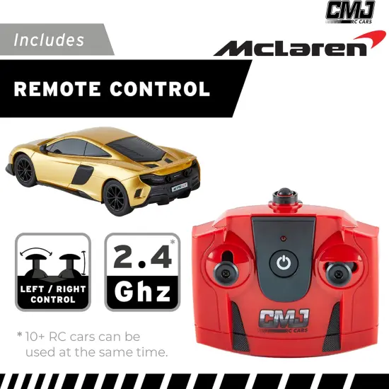 CMJ RC Cars: McLaren 675LT - Gold - 1:24 Scale, Remote Control Radio Vehicle, 2.4 Ghz, LED Headlights, Indoor-Outdoor Racing Toy, Licensed Model {5}