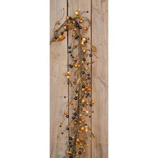 4-Foot Candy Corn Autumn Garland with Faux Leaves and Hand-Wrapped Berry Accents {2}