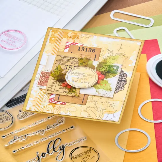 Sizzix Clear Stamps With Framelits Die By 49 And Market-Jolly Sentiments {2}