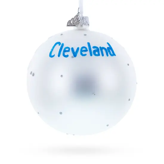 Cityscape of Cleveland, Ohio Glass Ball Christmas Ornament {3}