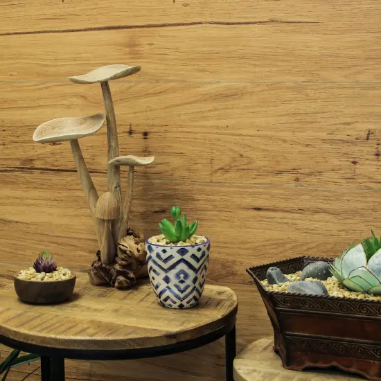 Hand Carved Indonesian Parasite Wood Mushroom Cluster Statue {7}