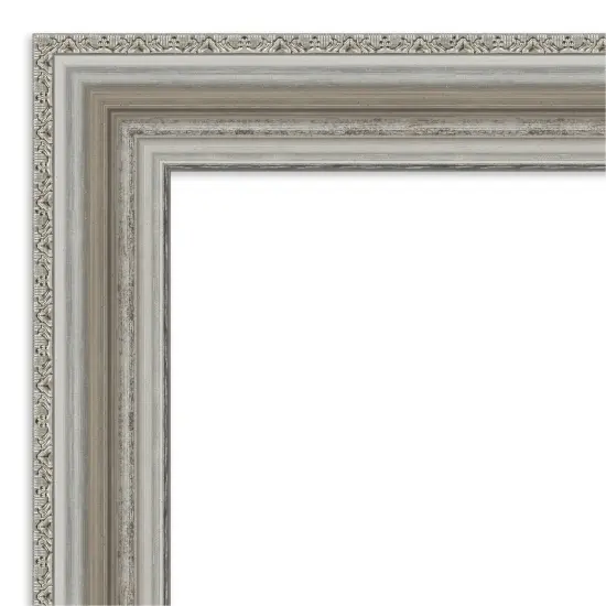 Amanti Art Mirror Makeover Bathroom Mirror Frame Border Kit -Fully Assembled Peel and Stick Frame - Mirror NOT Included - Parlor Trim Parlor Silver {6}