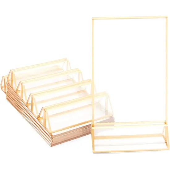 Stockroom Plus Clear Acrylic Sign Holder with Gold Borders, Vertical Stand (6.69x2.76 in, 6 Pack) {7}