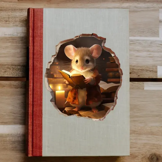 2x Mouse Hole 3D Wall Stickers-Mouse Reading Book,Mouse Hole Decal, Mouse Wall Decal,Handmade Wall Clings,Mouse Wall Stickers & Murals,Wall Decor For Home, Kids Room,Gift Idea {3}