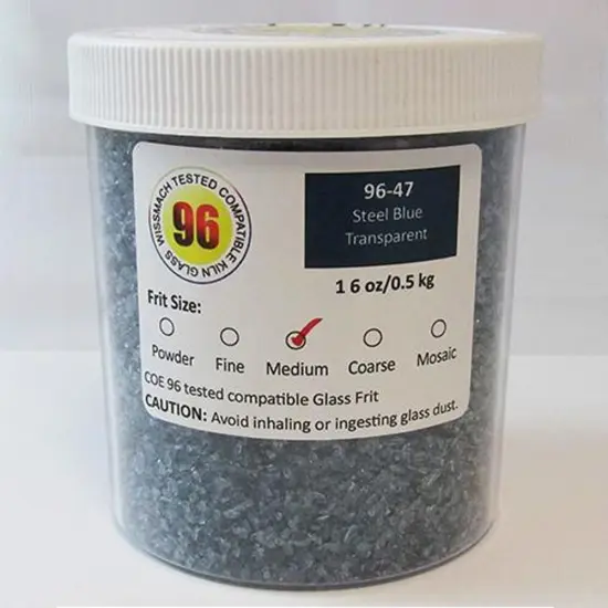 Wissmach Frit Medium Steel Blue 96-47 1Lb. Jar 96 COE {2}
