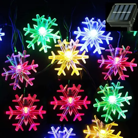 Inngree Solar Christmas Fairy String Lights 20 ft 30 LED 8 Modes Solar Snowflake Outdoor Waterproof Powered String Lights for Garden Patio Yard Home Christmas Tree Parties(Multicolor) {2}