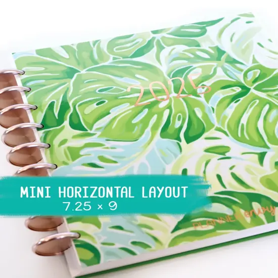 2025 Planner - Mini Horizontal Layout, Disc Bound - "Tropical Greens" (#1011) {1}