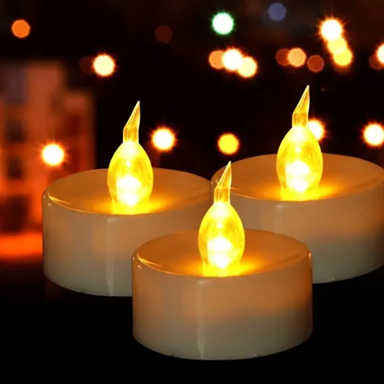 LED Tea Lights Candles- 24PACK Warm Yellow Flameless Candles Realistic and Bright Flickering Long Lasting 200Hours for Holiday Celebration,Party,Home Decoration,Battery Operated {1}