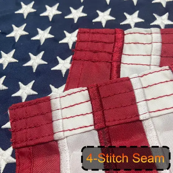 American Flag 12X18 Inches,USA Embroidered Star Stripe | 4-Ply Stitching Reinforcement | Two Brass Grommets Heavy Duty Nylon Samll US Whips Flags For Boat Marine Car Oustside Utv Atv {5}