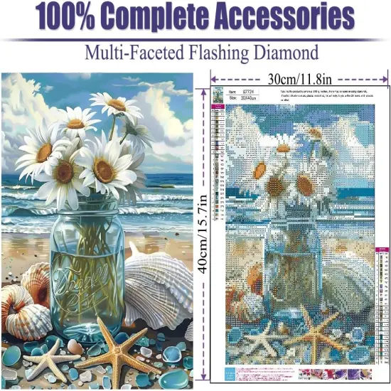 Beach Diamond Painting Kits for Adults, DIY Shell Diamond Art Kits, 5D Full Drill Painting Kits with Arts and Crafts for Home Wall Decor 11.8 X 15.7Inch {2}