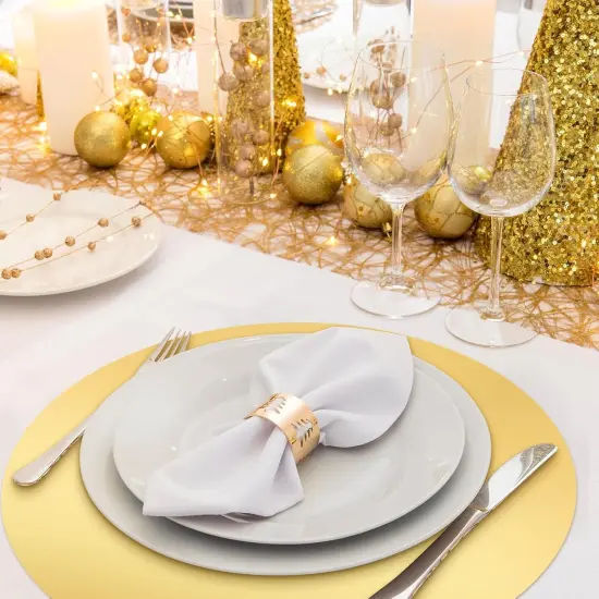 50 Pcs Round Paper Placemats Decorative Disposable Place Mats Table Mats for Dining Wedding Table Decoration Home Banquet New Years Festive Party Birthday Holiday (Gold) {2}